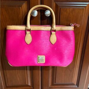 Dooney & Bourke Fuchsia and Tan Satchel